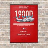 Thumbnail for Beechcraft 1900D vertical canvas print - framed - red background