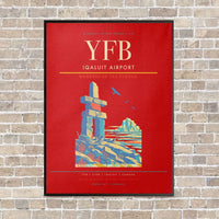 Thumbnail for Iqaluit Airport YFB vertical canvas print - framed - red background