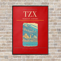 Thumbnail for Trabzon Airport TZX vertical canvas print - framed - red background