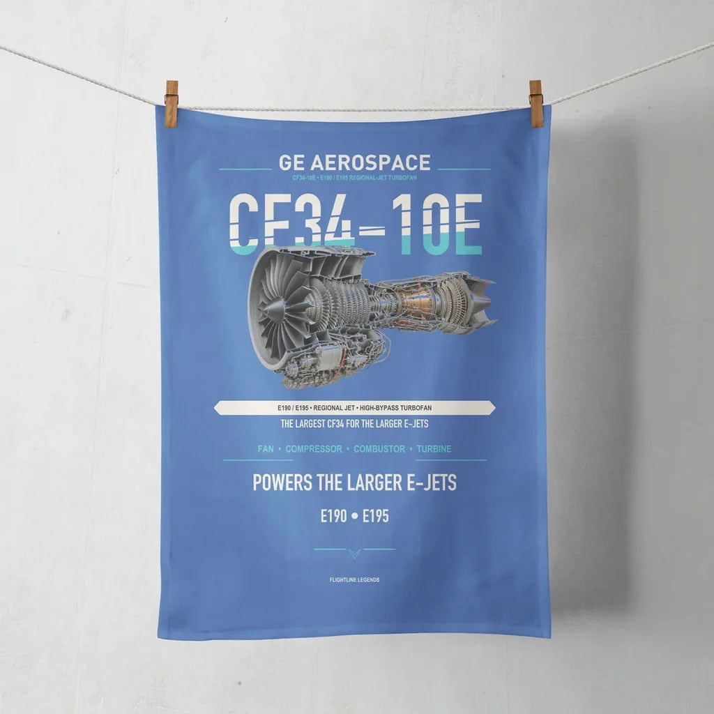 CF34-10E design on blue towel
