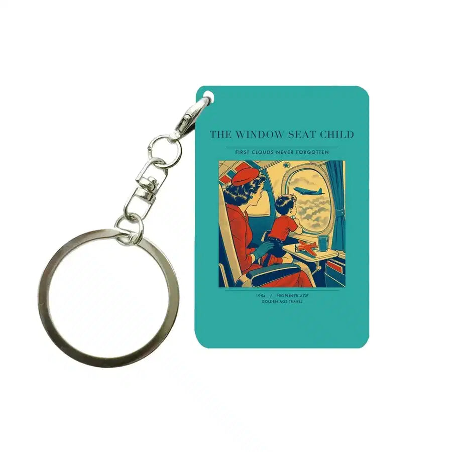 VINTAGE G4215 - The Window Seat Child - Designed Key Chain design on turquoise