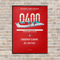 Thumbnail for De Havilland Dash 8-400 vertical canvas print - framed - red background