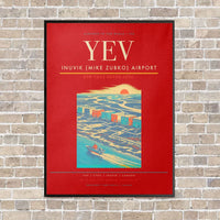 Thumbnail for Inuvik (Mike Zubko) Airport YEV vertical canvas print - framed - red background