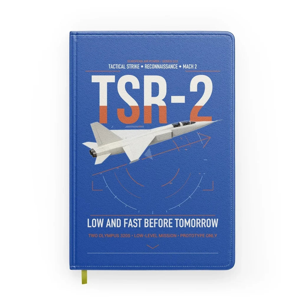 BAC TSR-2 design on blue notebook