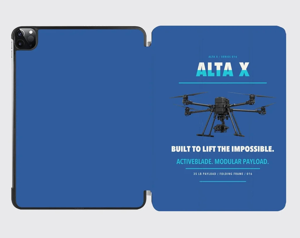 Freefly Alta X design on blue ipad tablet case