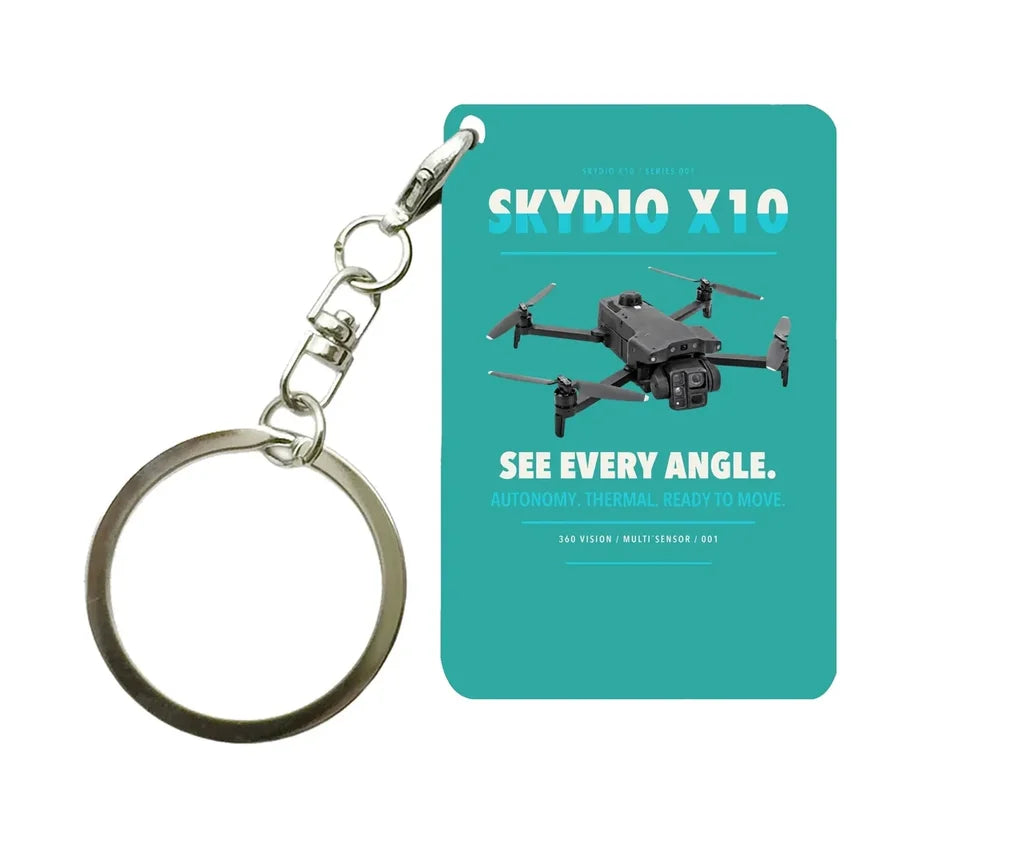 Skydio X10 Key Chain design on turquoise key chain