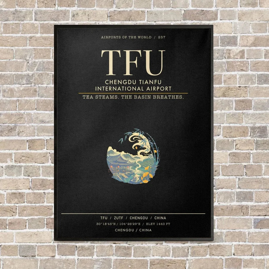 Chengdu Tianfu International Airport TFU - Canvas Framed - Black