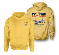 Thumbnail for EC-130H Compass Call design on yellow double-side hoodie, double-side print