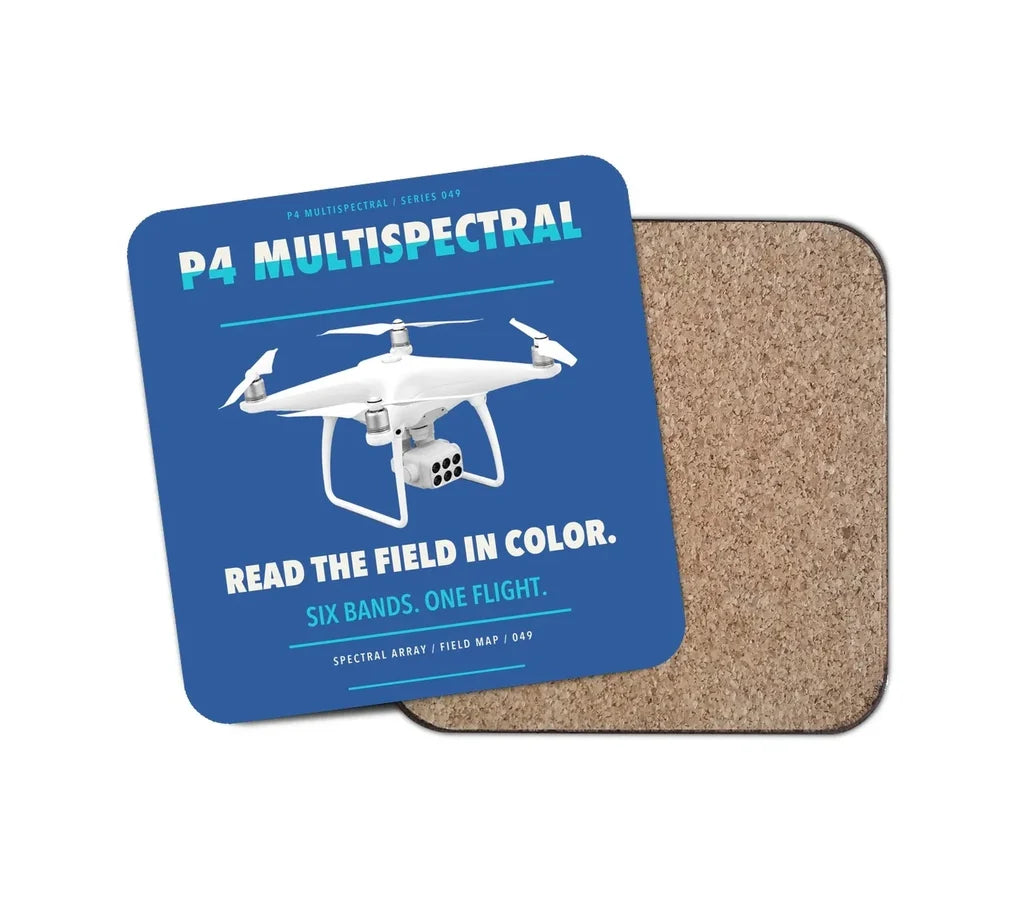 DJI P4 Multispectral design on blue 1 piece coaster