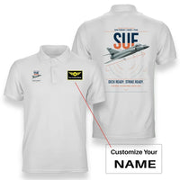 Thumbnail for Dassault Super Étendard design on white+name double-side polo t-shirt, double-side print