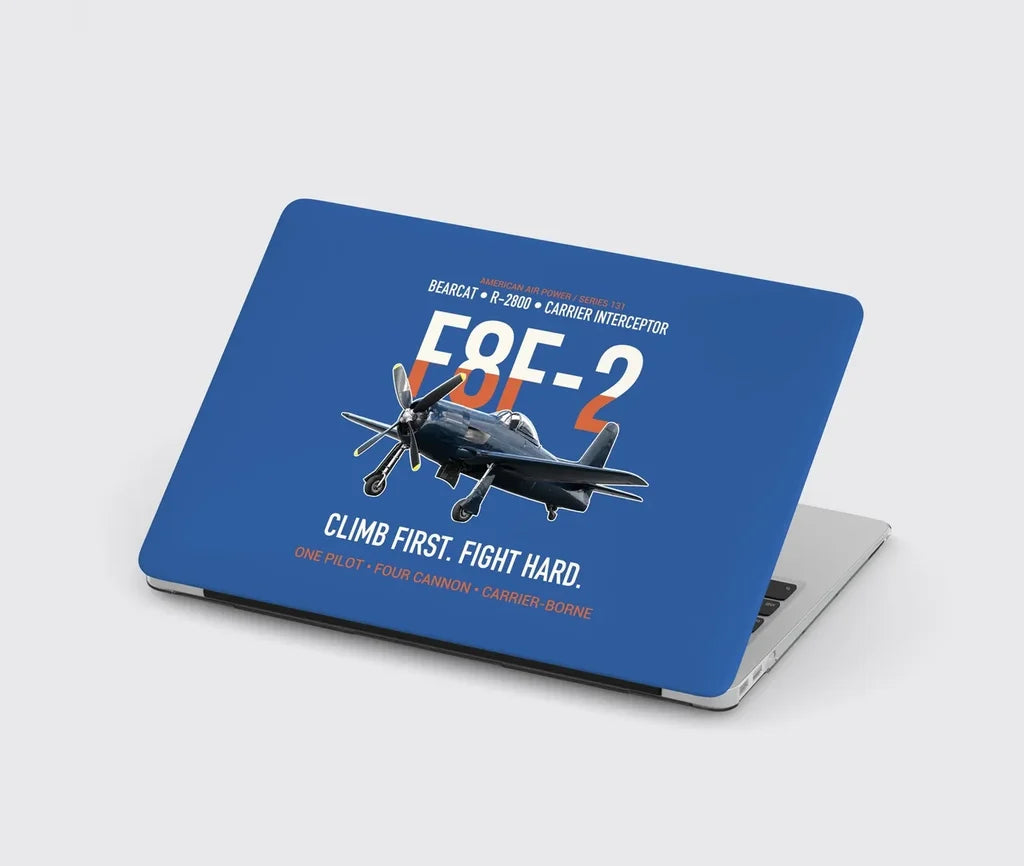 F8F-2 Bearcat Climb First Fight Hard design on blue MacBook case