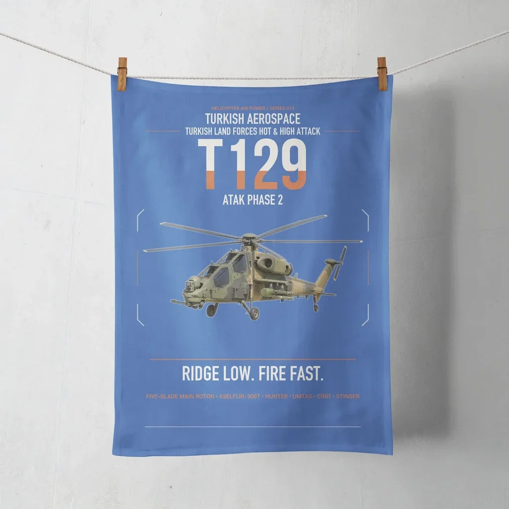 Turkish Aerospace T129 ATAK Phase 2 design on blue towel