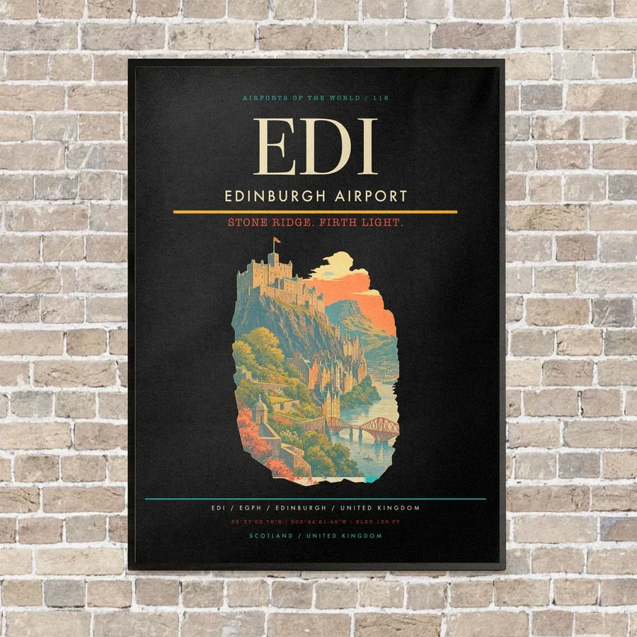 Edinburgh Airport EDI - Canvas Framed - Black