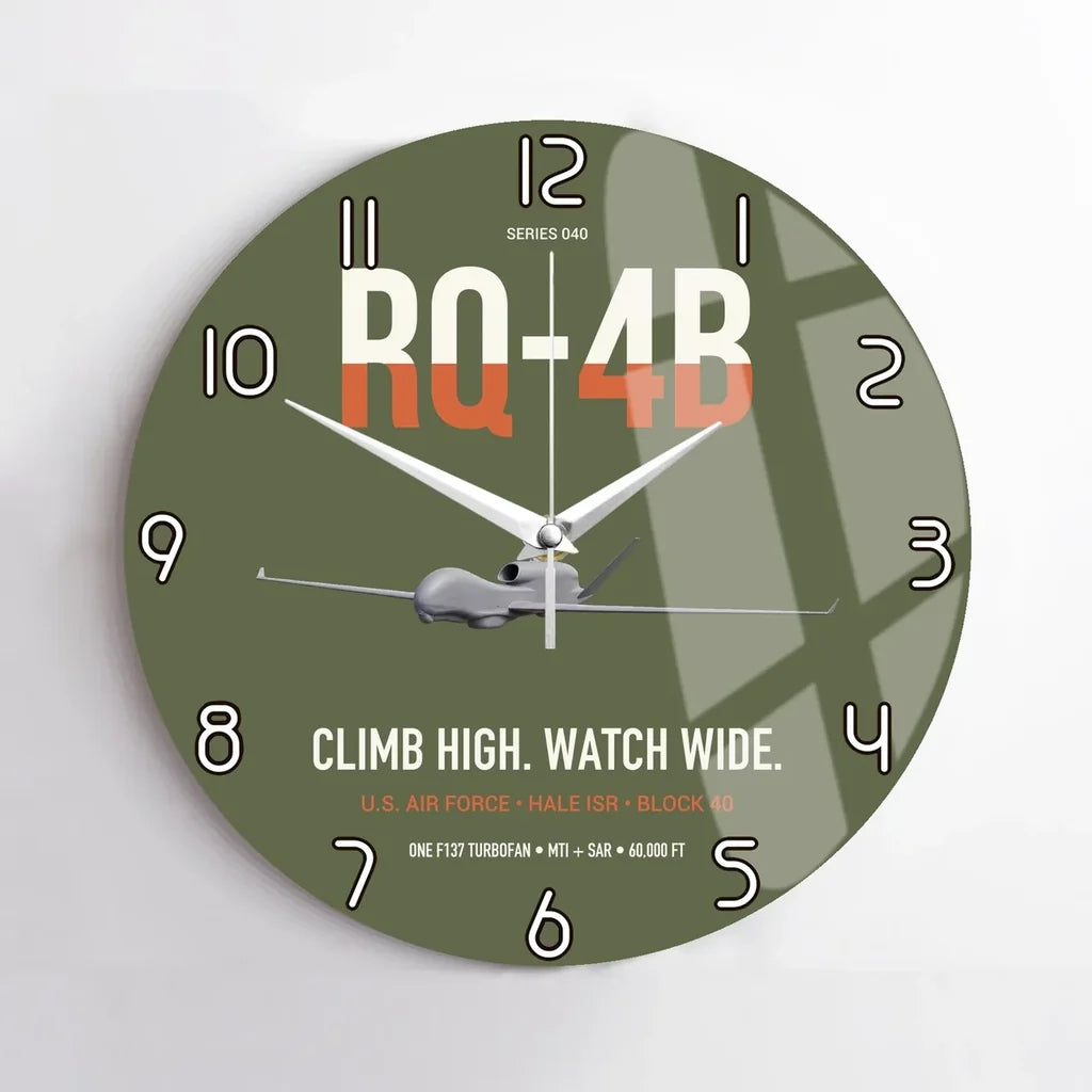 RQ-4B Global Hawk design on green army no frame wall clock