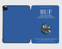 Thumbnail for Buffalo Niagara International Airport (BUF) design on blue ipad tablet case