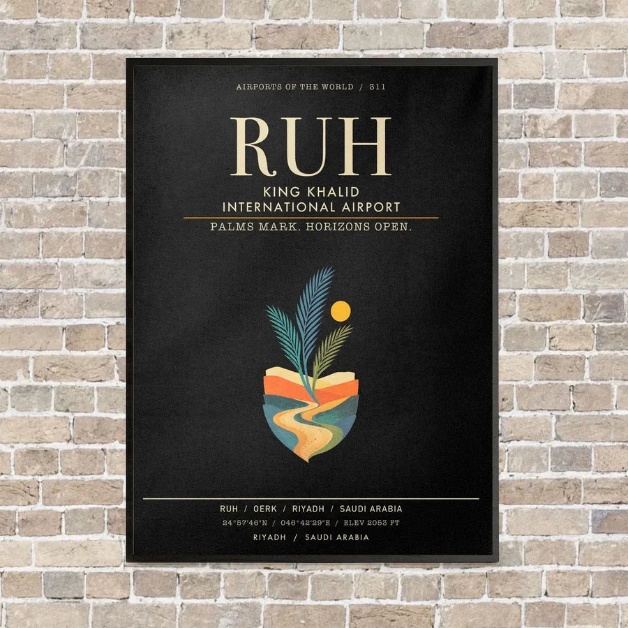 King Khalid International Airport RUH - Canvas Framed - Black