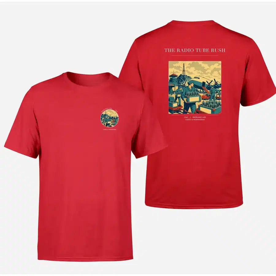 VINTAGE G4414 - The Radio Tube Rush - Double-Side T-Shirt design on red double side t shirt