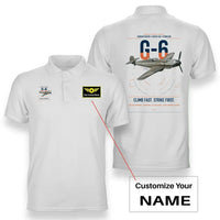 Thumbnail for Messerschmitt Bf 109G-6 design on white+name double-side polo t-shirt, double-side print
