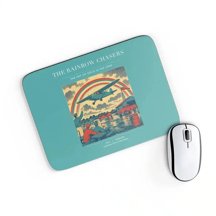 VINTAGE G4432 - The Rainbow Chasers - Designed Mouse Pads design on turquoise rectangle