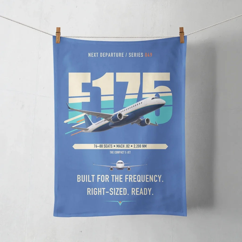 Embraer E175 design on blue towel