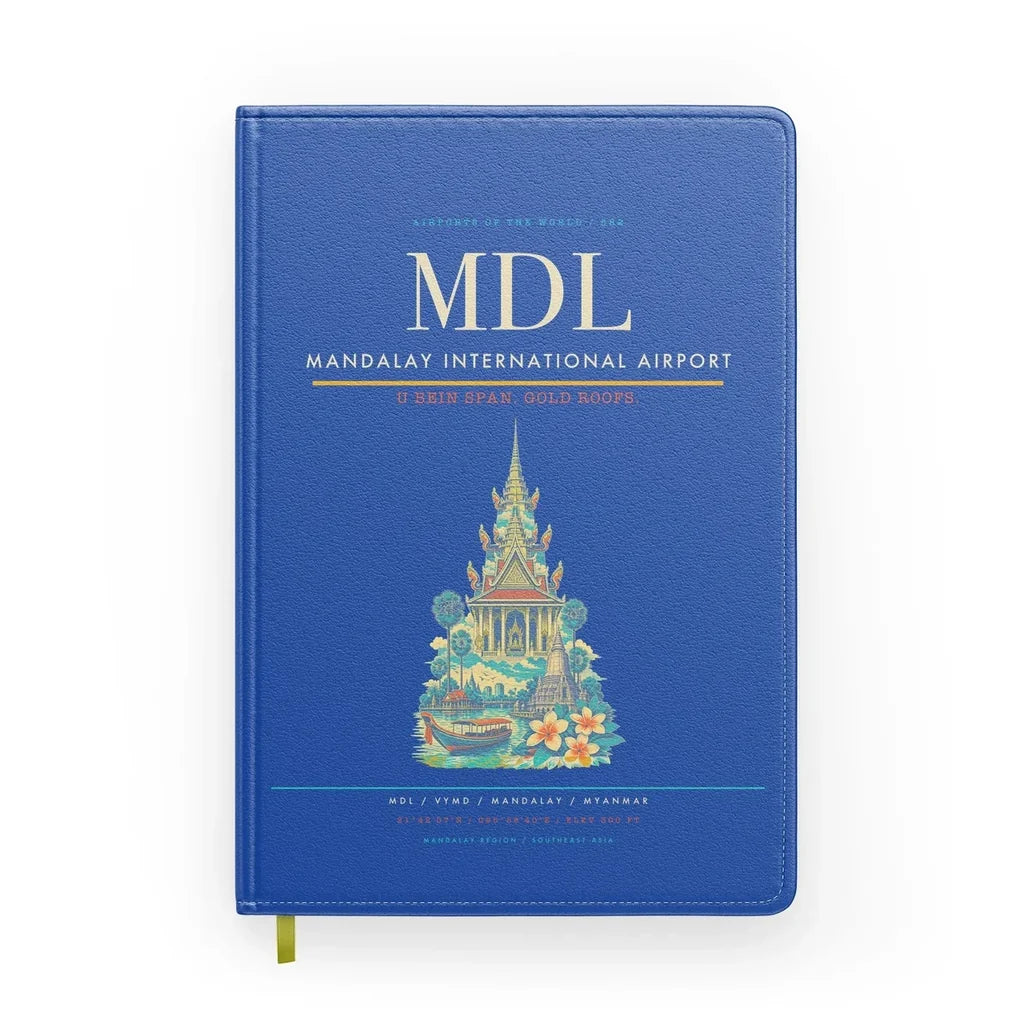 Mandalay International Airport (MDL) design on blue notebook