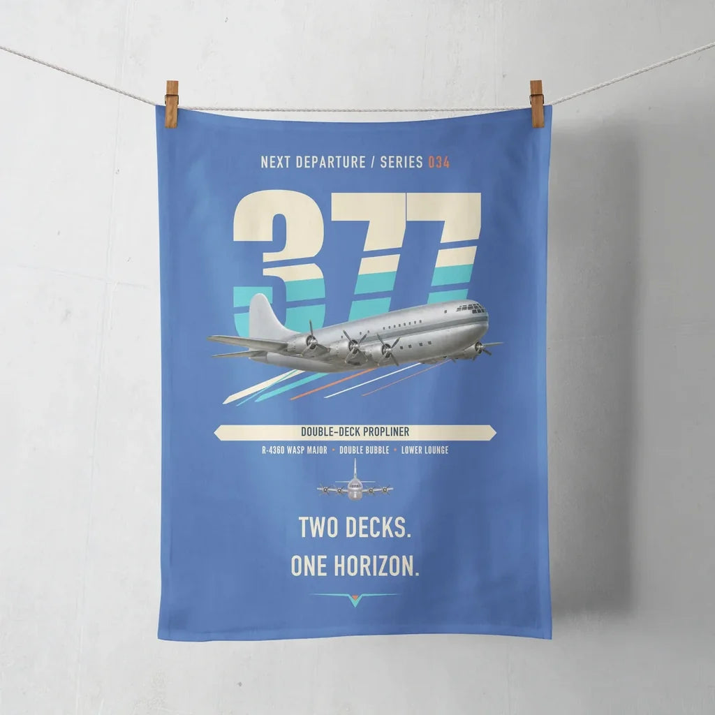 Boeing 377 Stratocruiser design on blue towel
