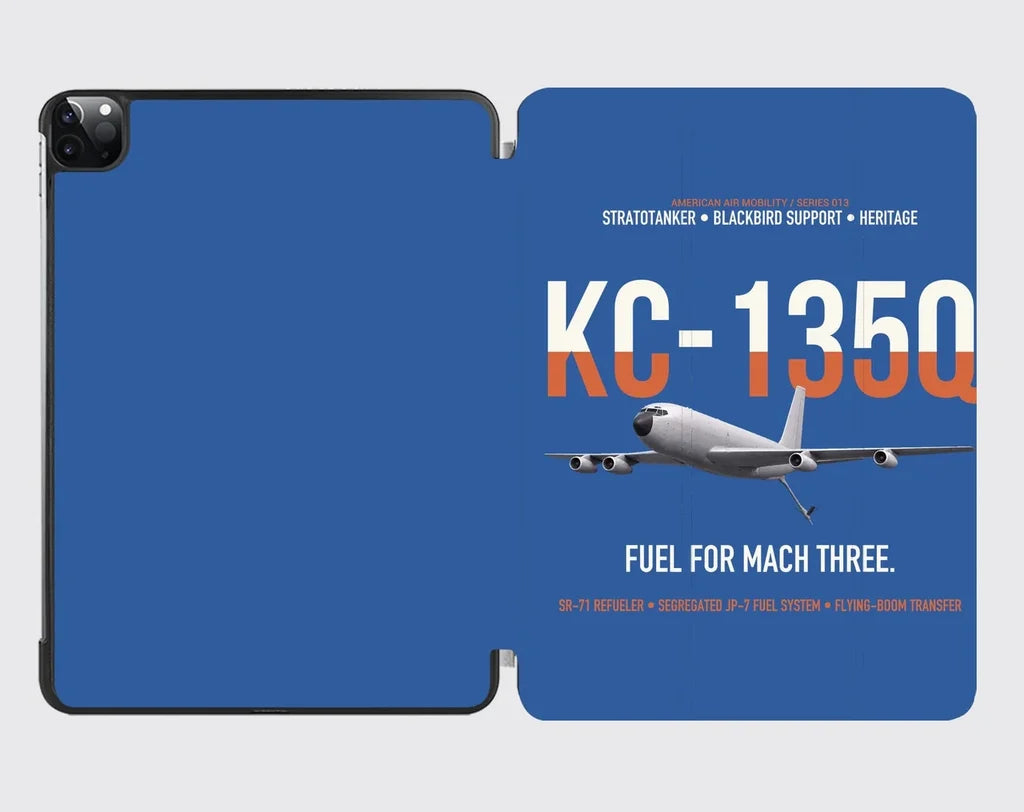 KC-135Q Blackbird Tanker design on blue ipad tablet case