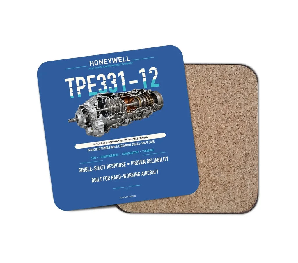 TPE331-12 design on blue 1 piece coaster