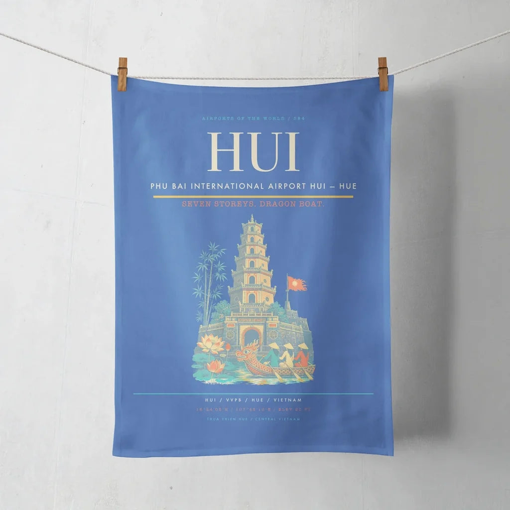 Phu Bai International Airport (HUI) design on blue towel