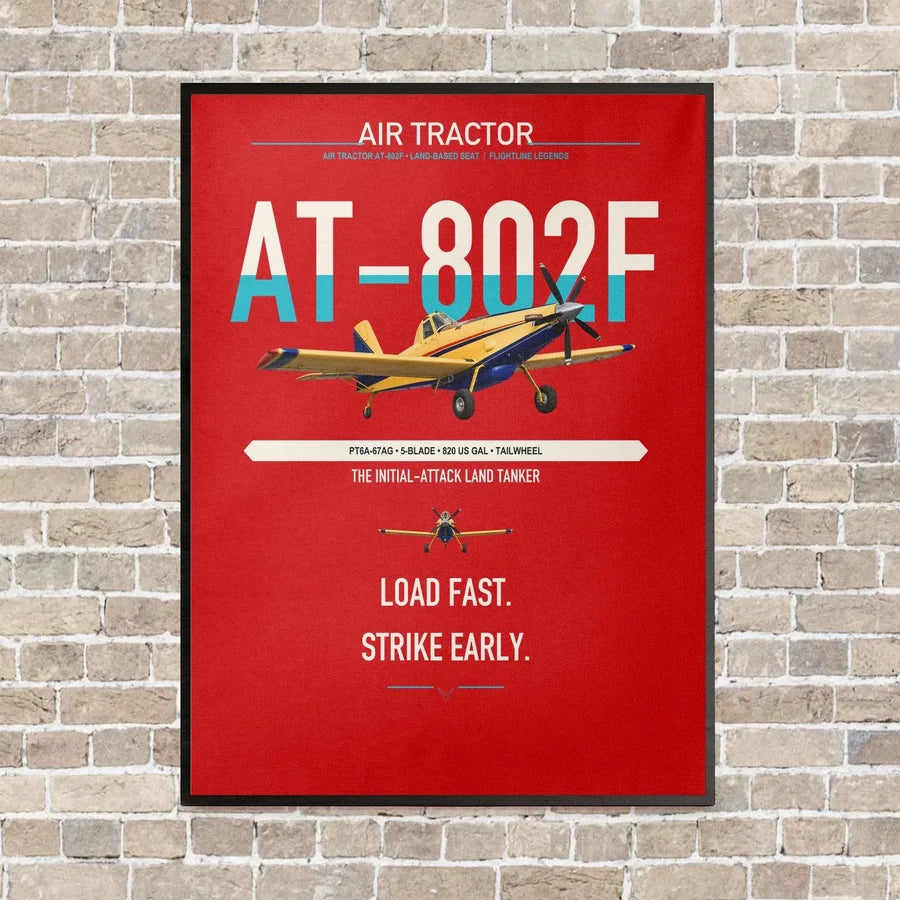 Air Tractor AT-802F vertical canvas print - framed - red background