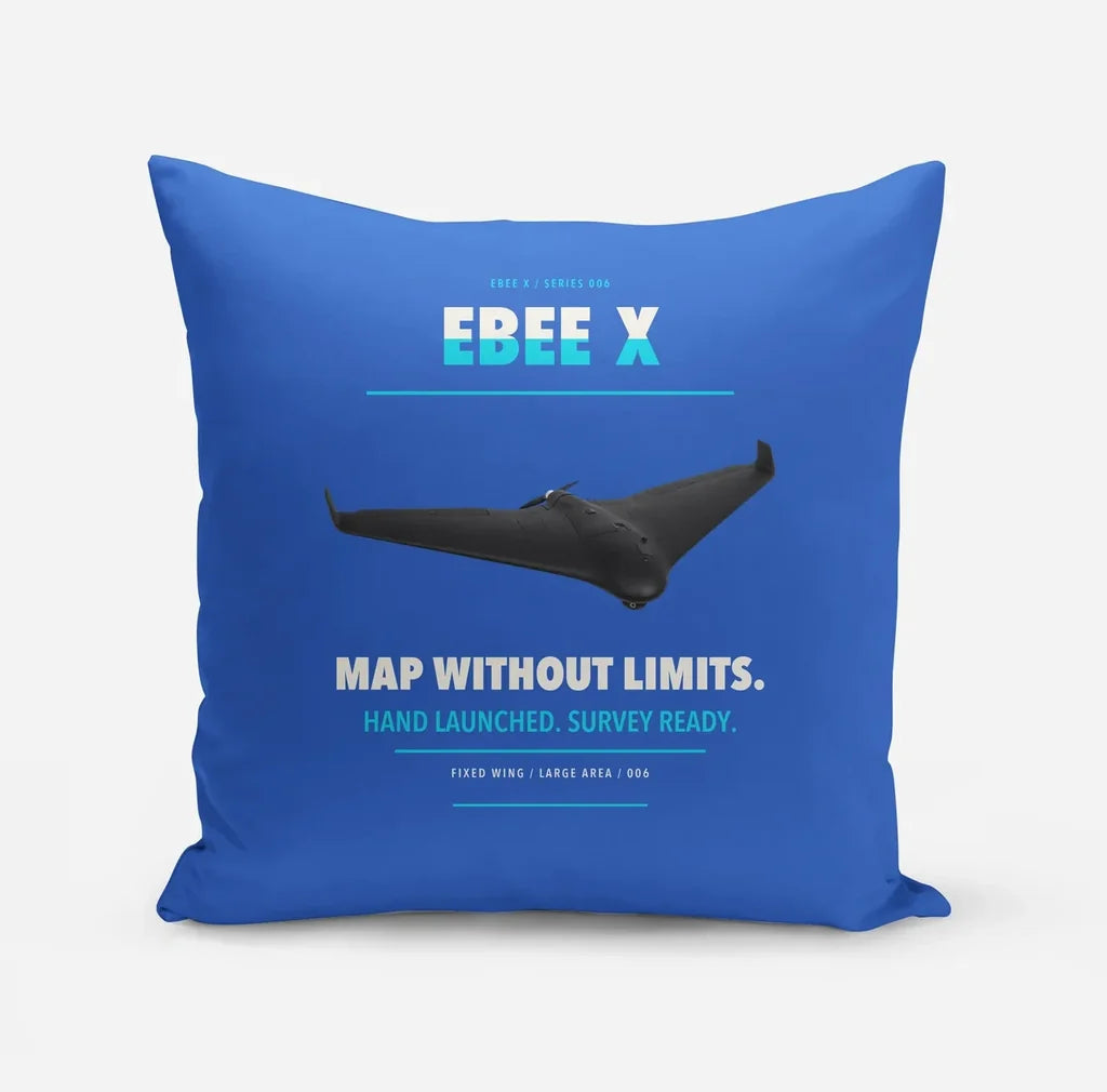 AgEagle eBee X design on blue pillow