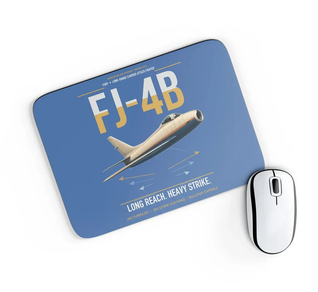 FJ-4B Fury design on blue rectangle mouse pad