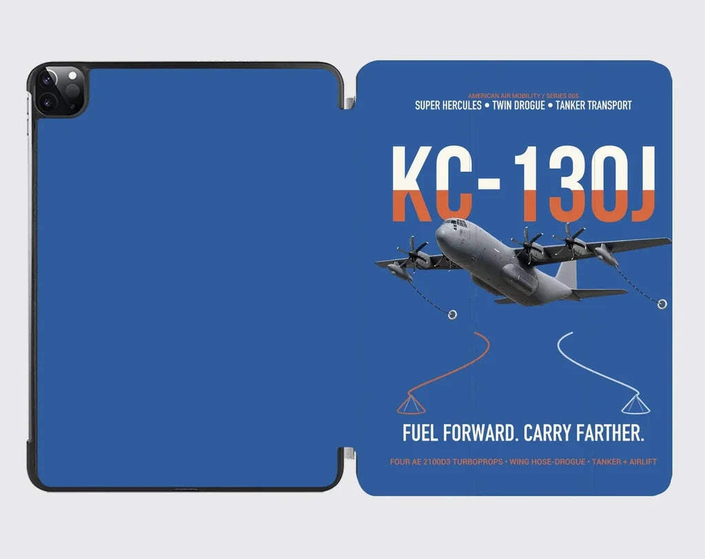 KC-130J SUPER HERCULES design on blue ipad tablet case