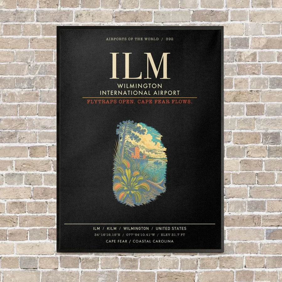 Wilmington International Airport ILM - Canvas Framed - Black
