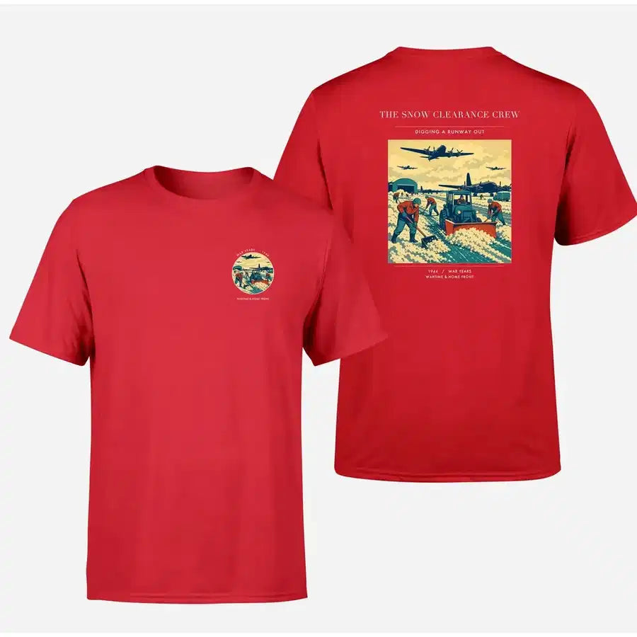 VINTAGE G4523 - The Snow Clearance Crew - Double-Side T-Shirt design on red double side t shirt