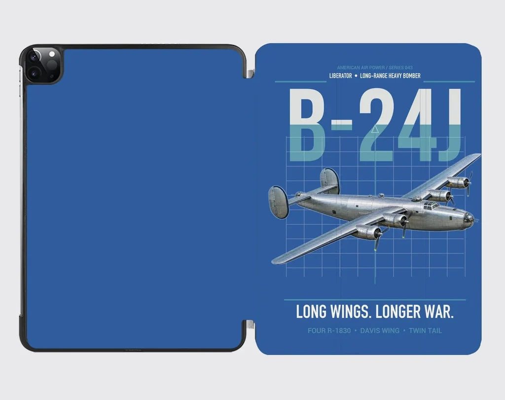 B-24J Liberator design on blue ipad tablet case