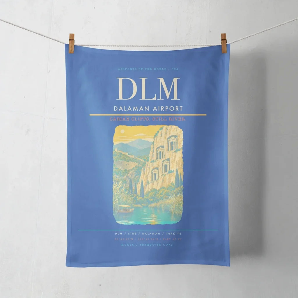 Dalaman Airport (DLM) design on blue towel