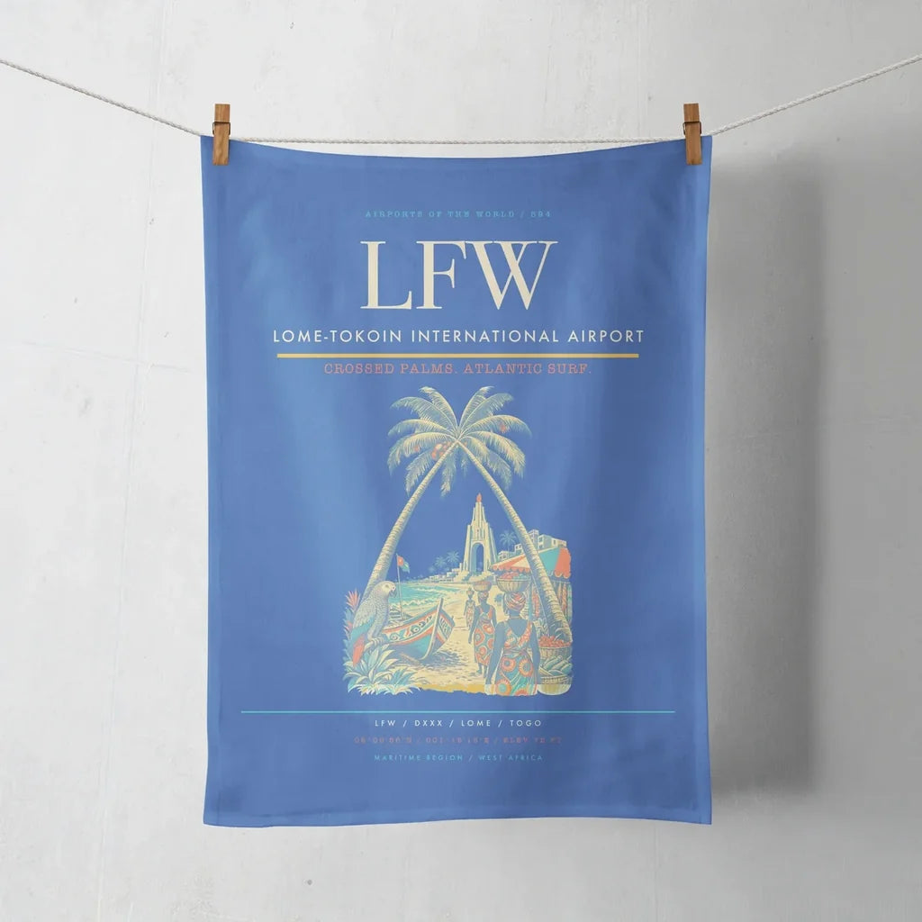 Lome-Tokoin International Airport (LFW) design on blue towel