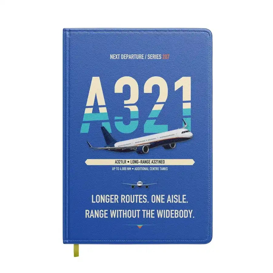 Airbus A321LR design on blue notebook