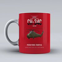 Thumbnail for Sikorsky CH-34C Choctaw design on red ceramic mug, double-side print