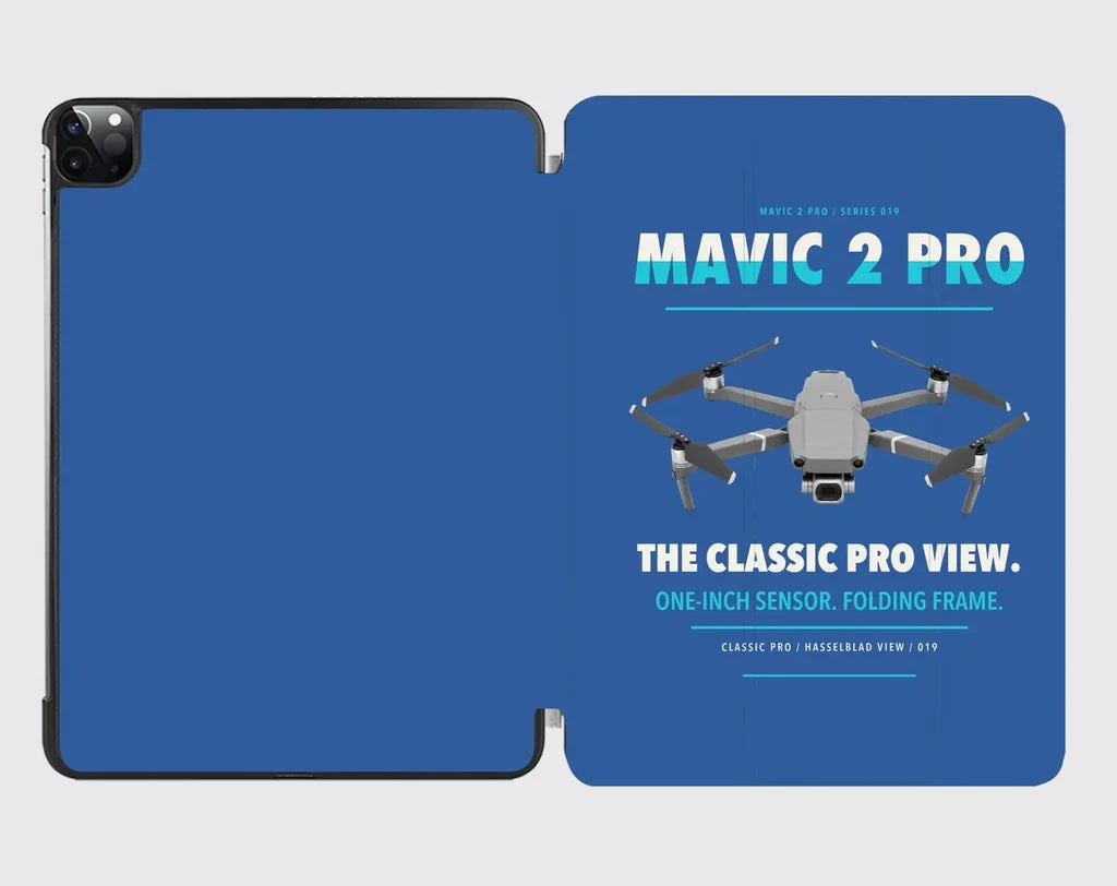 DJI Mavic 2 Pro design on blue ipad tablet case