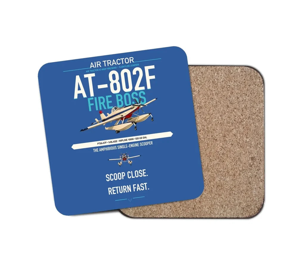 Air Tractor AT-802F Fire Boss design on blue 1 piece coaster