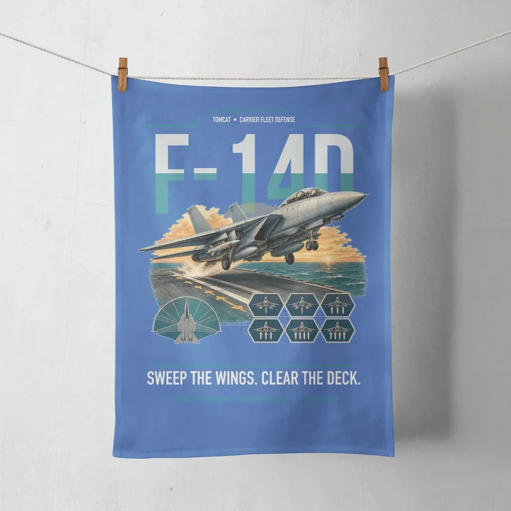 F-14D Tomcat design on blue towel