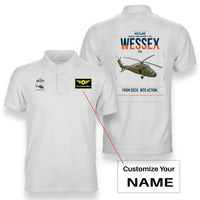 Thumbnail for Westland Wessex HU5 design on white+name double-side polo t-shirt, double-side print