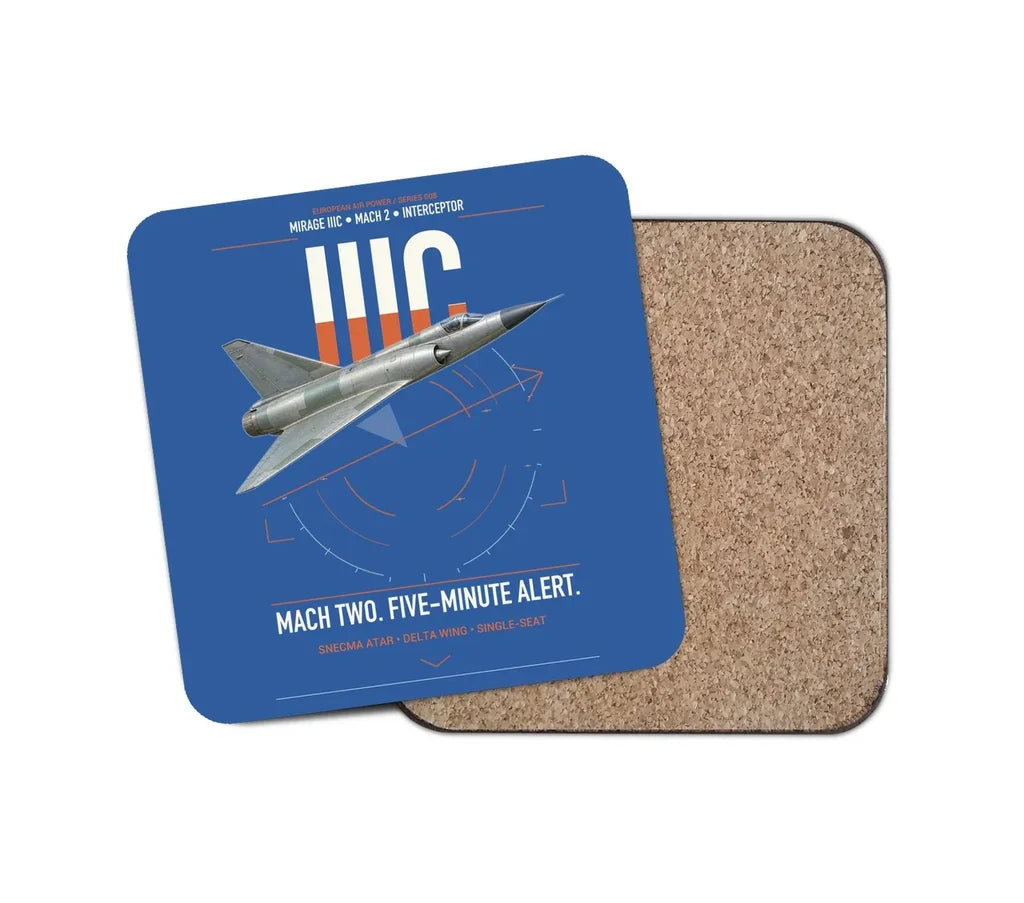 Dassault Mirage IIIC design on blue 1 piece coaster