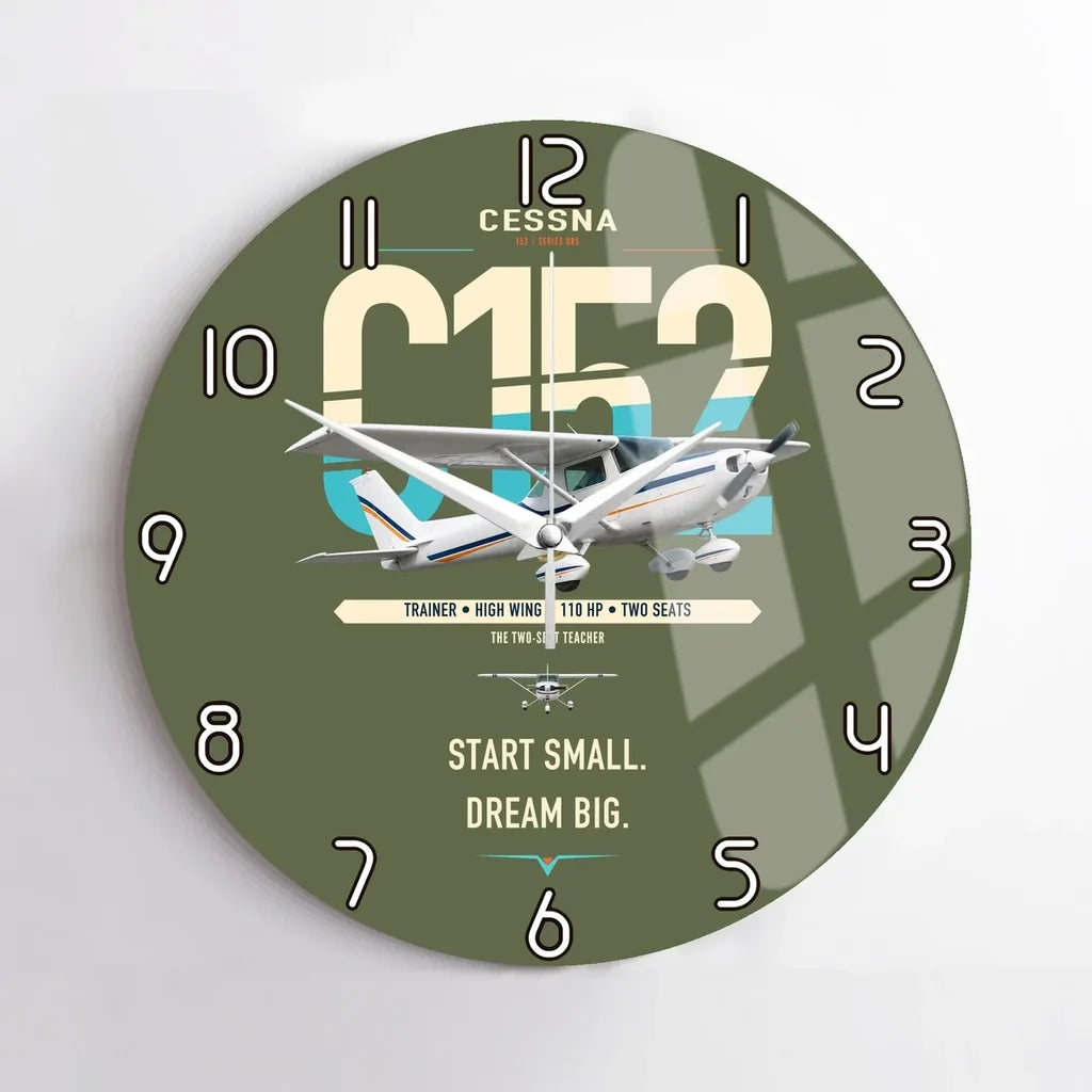 Cessna 152 design on green army no frame wall clock