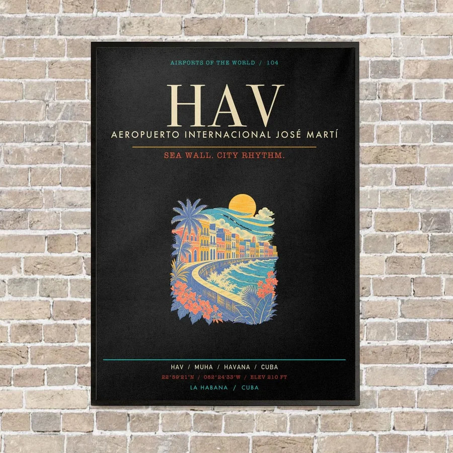 Jose Marti International Airport Havana HAV - Canvas Framed - Black