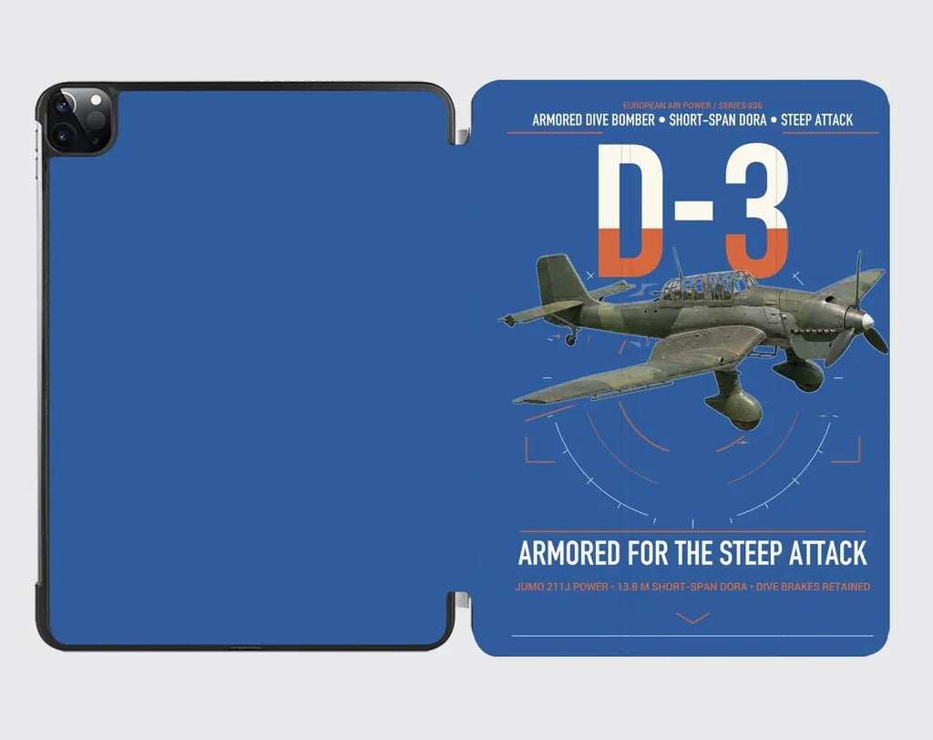 Junkers Ju 87D-3 design on blue ipad tablet case