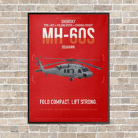 Thumbnail for Sikorsky MH-60S Seahawk vertical canvas print - framed - red background