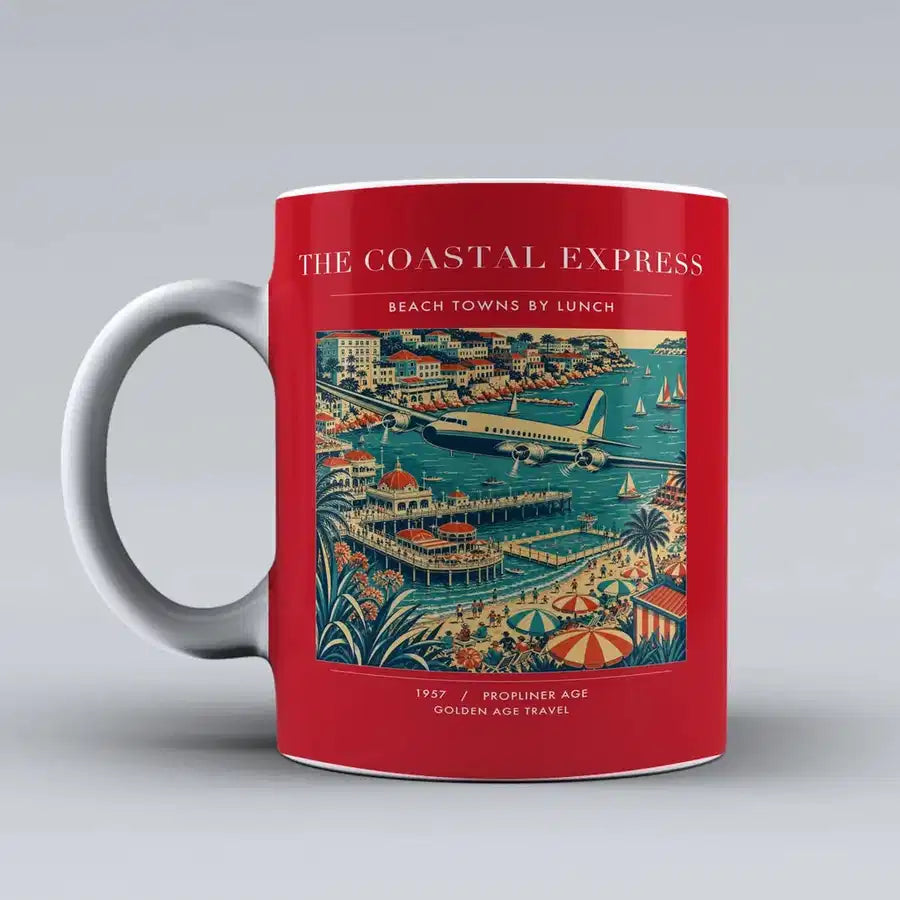 VINTAGE G4096 - The Coastal Express - Ceramic Mug design on red